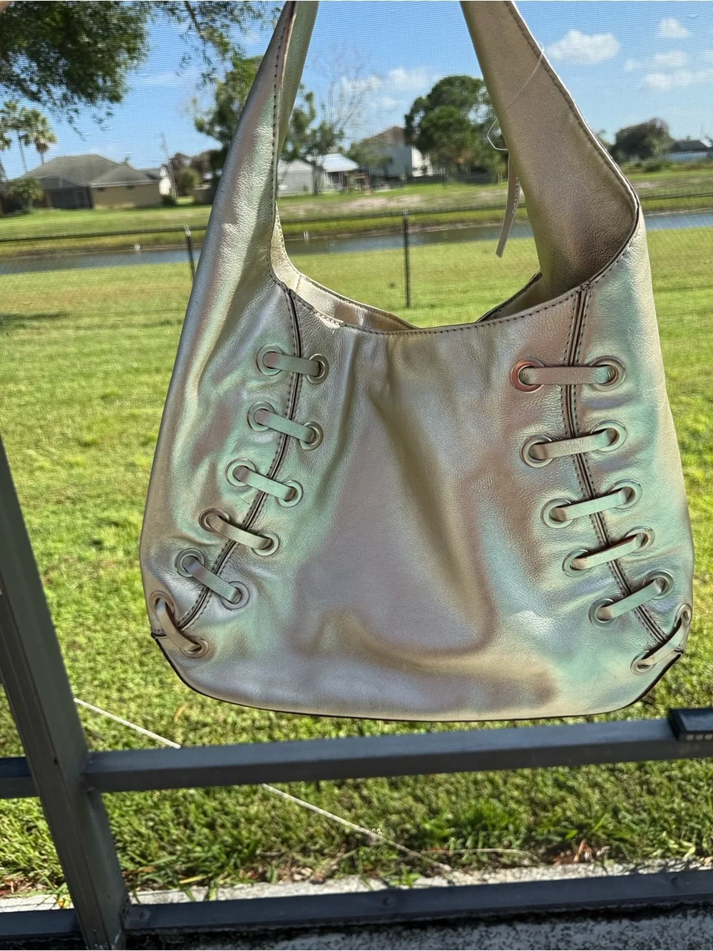 NWT Michael Kors Metallic Gold Leather Shoulder Bag - Gold